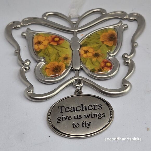Teachers Give Us Wings SPINNING 3d BUTTERFLY ORNAMENT - Picture 1 of 2